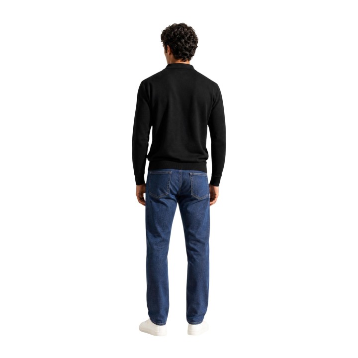 Rains jersey de hombre Long Sleeve Polo 10410 negro vista posterior de cuerpo entero