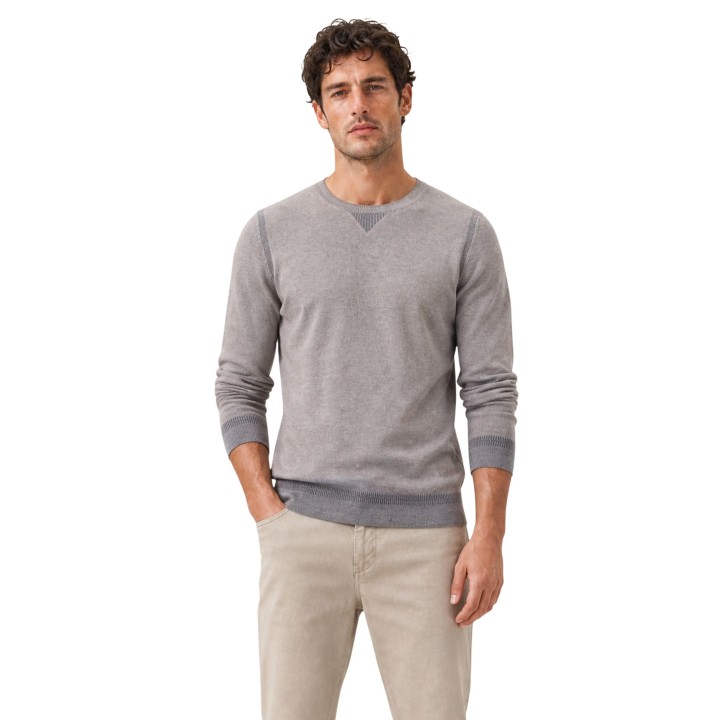 Jersey de hombre YOS beige y azul SLI6ML011685U en vista frontal de tres cuartos