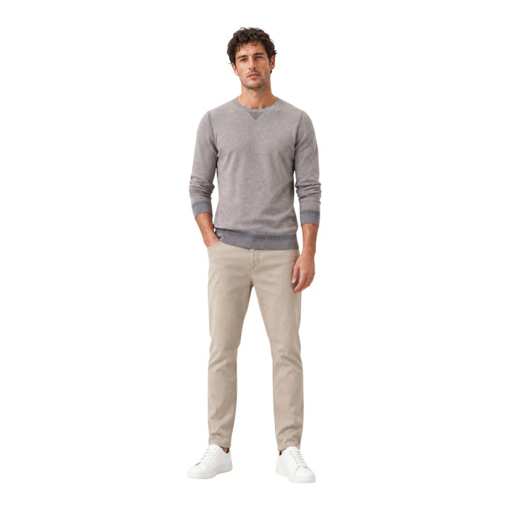 Jersey de hombre YOS beige y azul SLI6ML011685U en vista frontal de tres cuartos