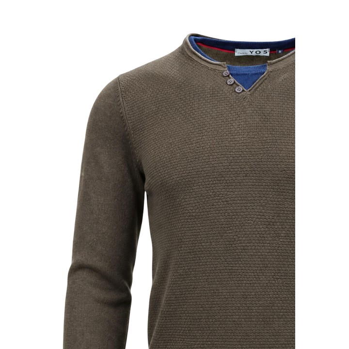 Detalle frontal del jersey Yos de hombre verde oliva SLI6ML011684U