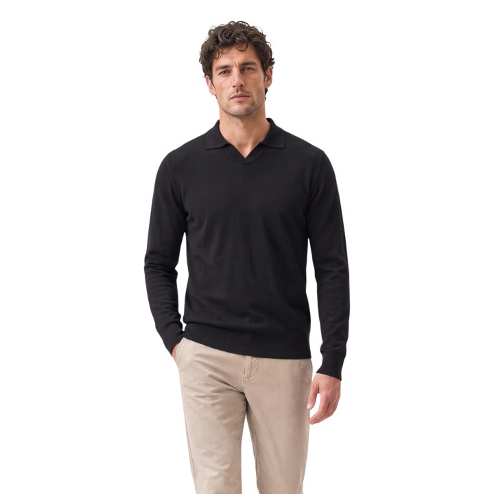 Jersey polo YOS Derby 3021900 para hombre negro vista frontal