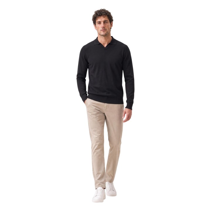 Jersey polo YOS Derby 3021900 para hombre negro vista frontal de cuerpo entero