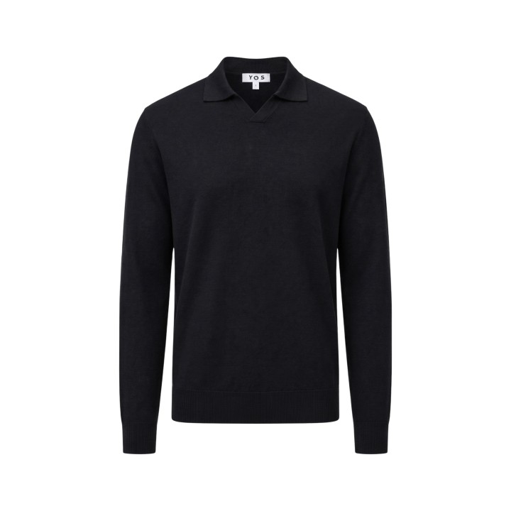 Jersey polo YOS Derby 3021900 para hombre negro vista frontal de la prenda