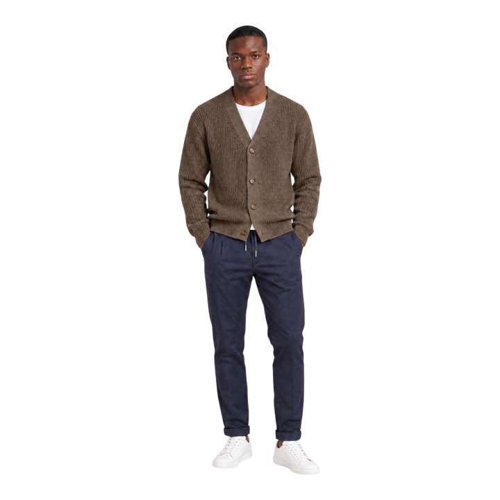 YOS PJ2654 cárdigan de hombre color barro vista frontal completa