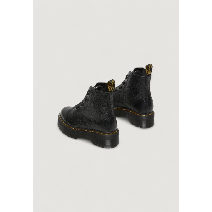 Dr. Martens Sinclair Milled Nappa 22564001 botas de mujer negras de piel vista posterior tres cuartos