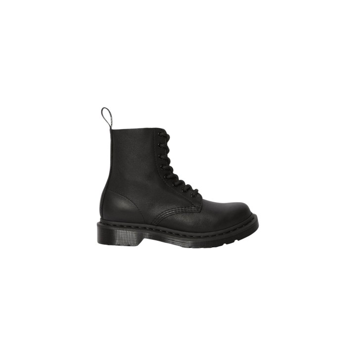 Bota de mujer Dr. Martens Virginia 1460 Pascal Mono negra de piel vista lateral