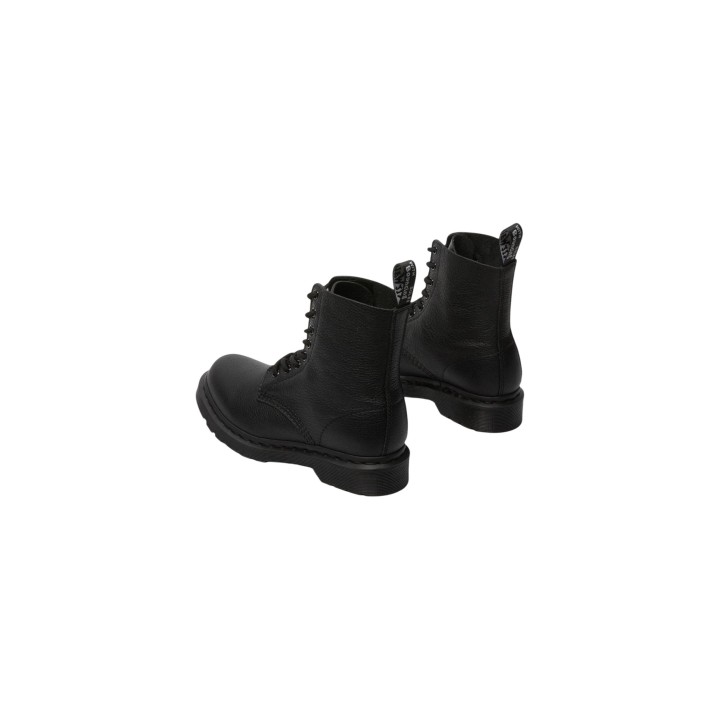 Pareja de botas de mujer Dr. Martens Virginia 1460 Pascal Mono negras de piel vista posterior