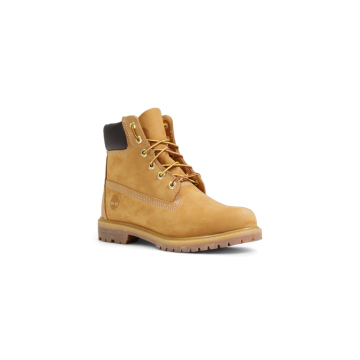Bota Timberland de mujer beige en cuero nobuk vista de tres cuartos modelo TB110361713