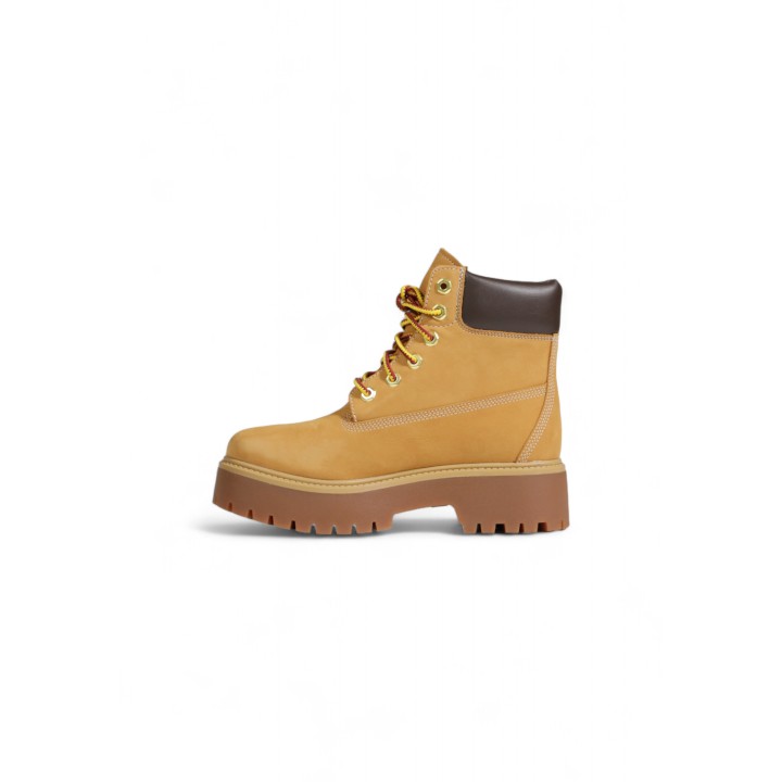 Bota Timberland de mujer beige de piel vista lateral modelo TB1A5RJD231