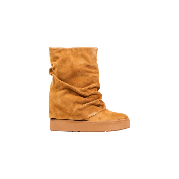 Bota Guess de mujer beige de ante Guinna FLFGUI SUE10 vista lateral