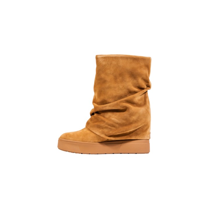 Bota Guess de mujer beige de ante Guinna FLFGUI SUE10 vista lateral