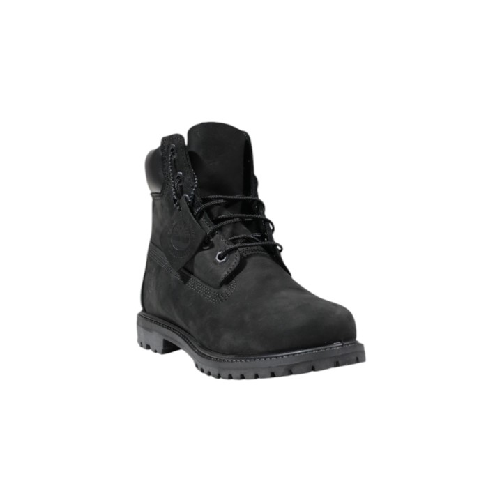 Timberland bota de mujer negra Prem 6 con cordones vista de tres cuartos frontal