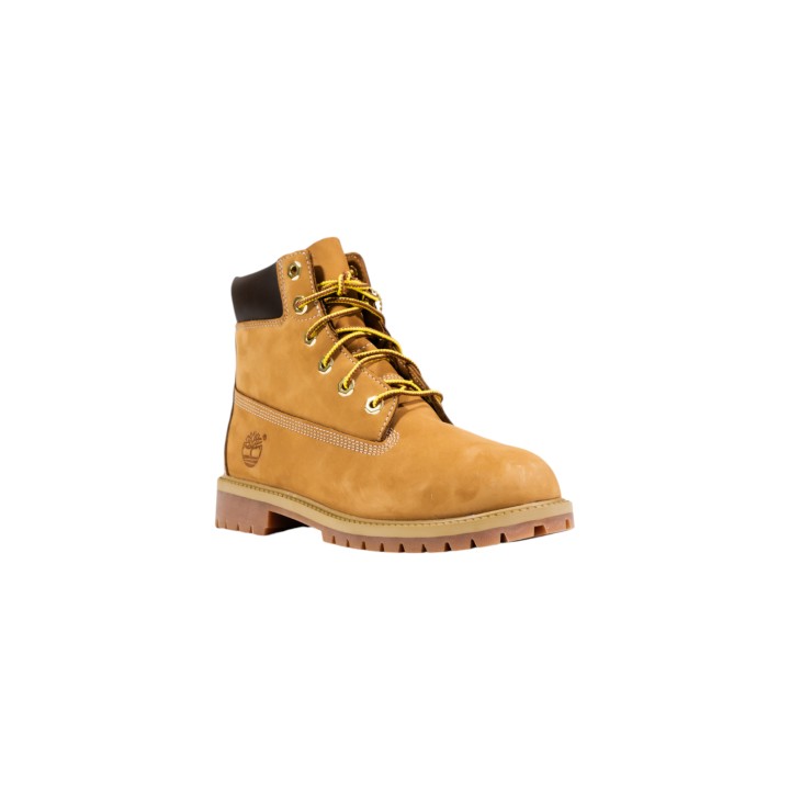 Timberland bota de mujer Prem 6-In Lace Waterproof de cuero color cuero vista tres cuartos frontal