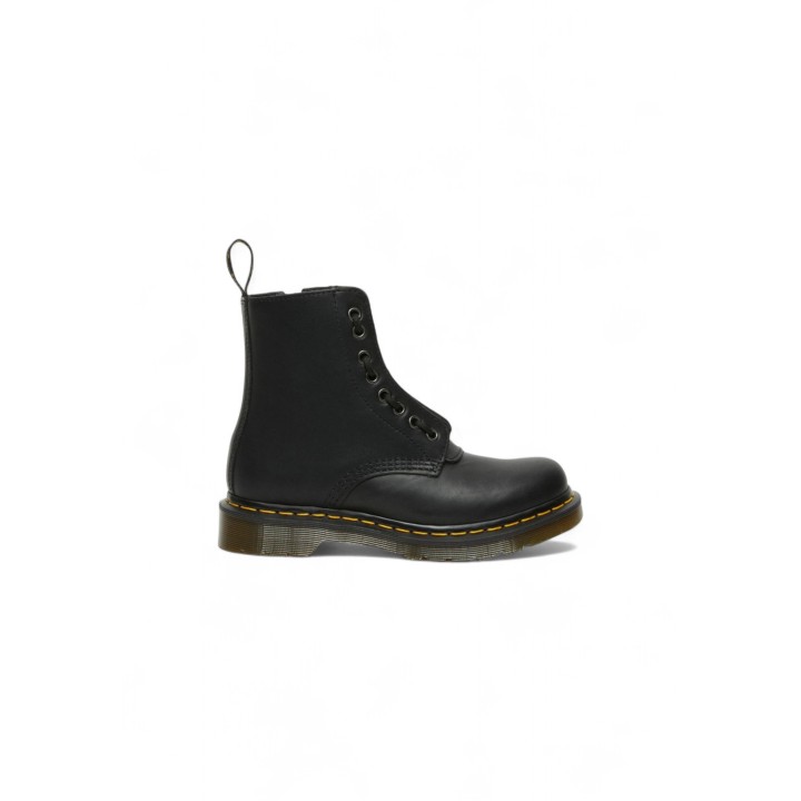 Dr. Martens 1460 Pascal Frnt Zip Nappa botas de mujer negras de piel vista lateral