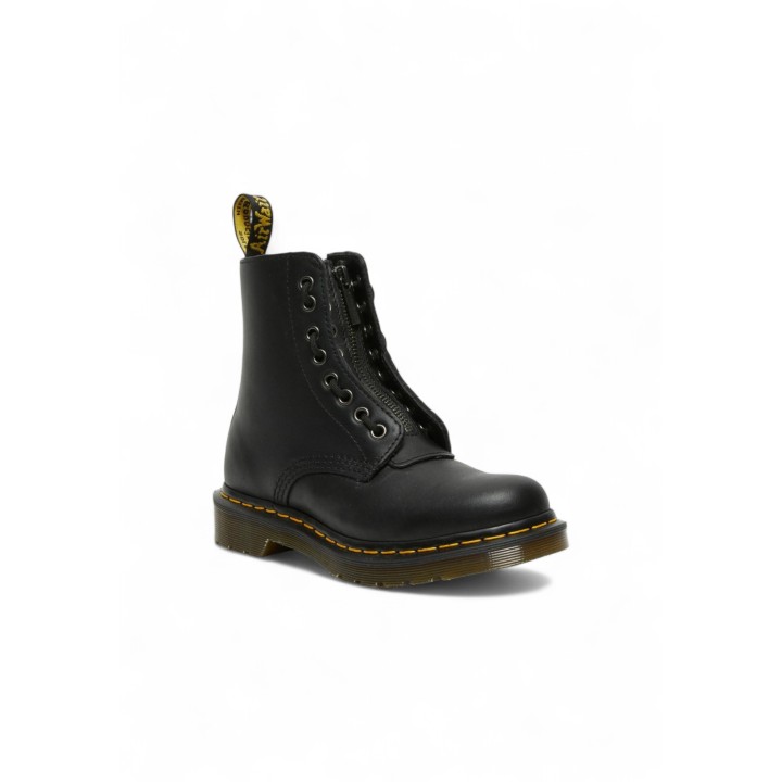 Dr. Martens 1460 Pascal Frnt Zip Nappa bota de mujer negra de piel vista tres cuartos frontal