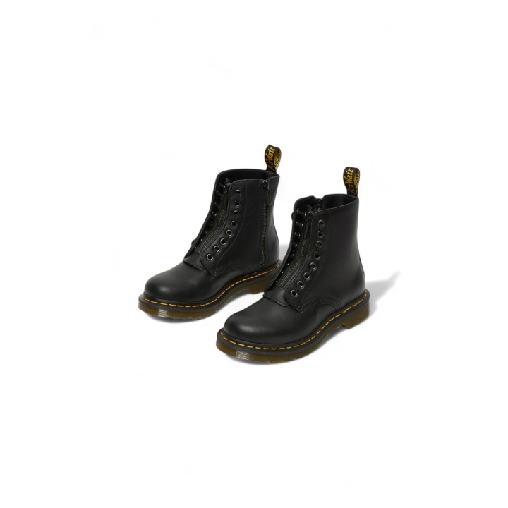 Dr. Martens 1460 Pascal Frnt Zip Nappa botas de mujer negras de piel vista tres cuartos