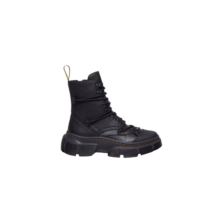 Bota de mujer Dr. Martens DMXL Lace Lunar negra de cuero granulado vista lateral