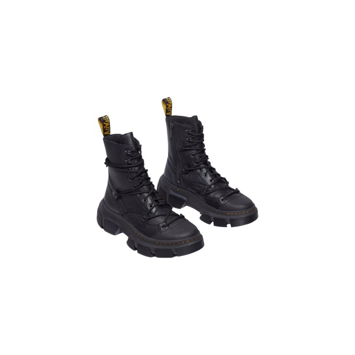 Pareja de botas de mujer Dr. Martens DMXL Lace Lunar negras de cuero granulado
