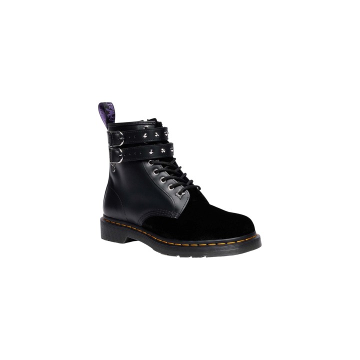 Dr. Martens 1460 Wdn Smooth+Velvet botas negras de mujer vista tres cuartos