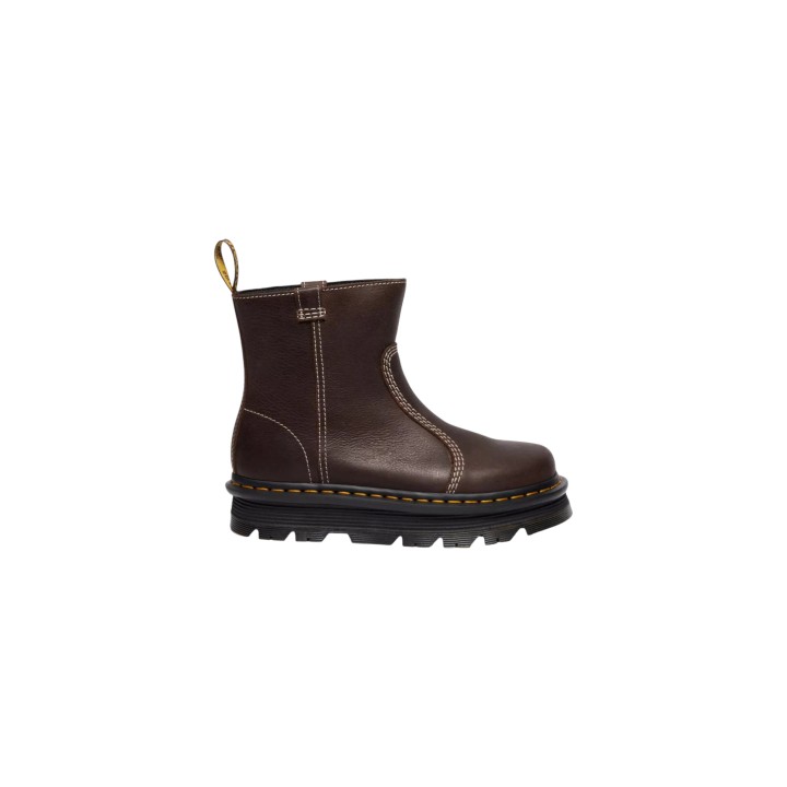 Dr. Martens botín de mujer Zebzag Rigger Wyoming marrón oscuro vista lateral
