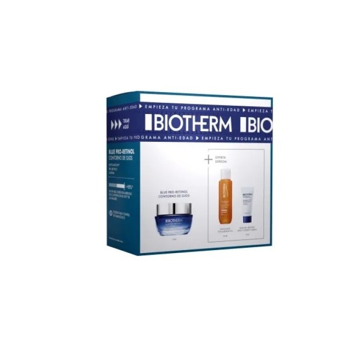 Lote Biotherm contorno de ojos Blue Pro-Retinol 15 ml en caja azul vista frontal