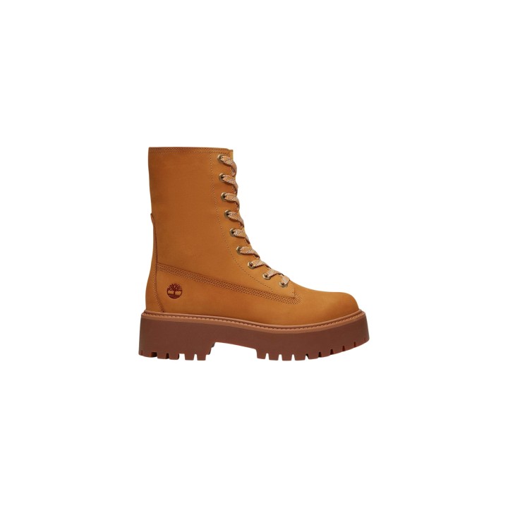 Timberland STST Mid Lace de mujer amarilla vista de tres cuartos