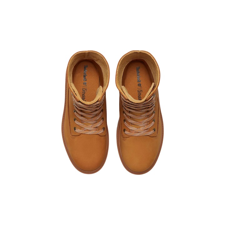 Detalle superior de bota Timberland STST Mid Lace amarilla de mujer