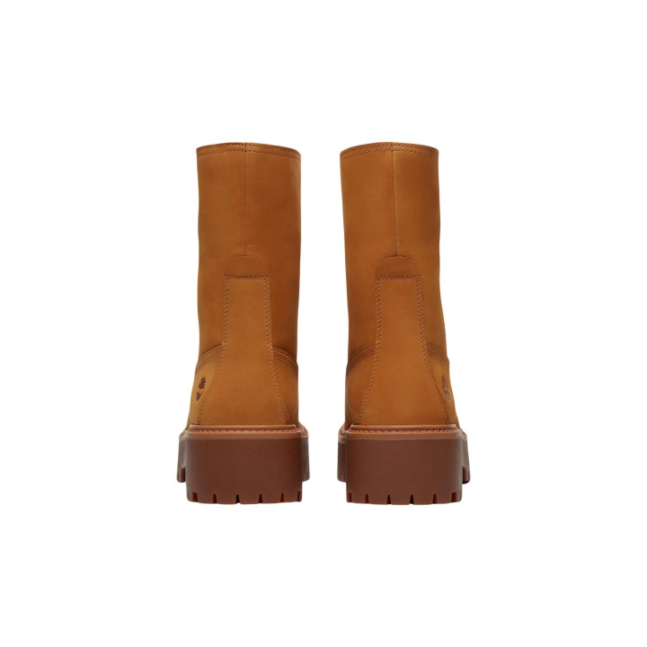 Vista posterior de botas Timberland STST Mid Lace amarillas de mujer