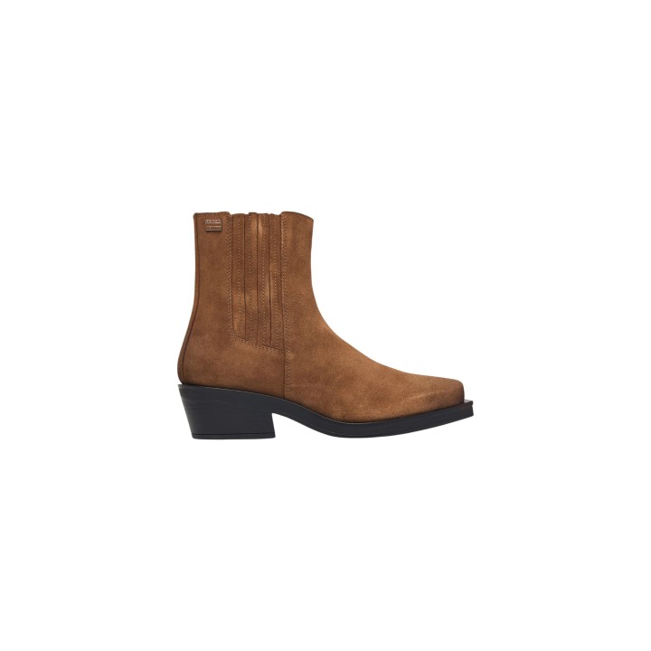 Botín de mujer Tommy Hilfiger Jeans beige de ante vista lateral