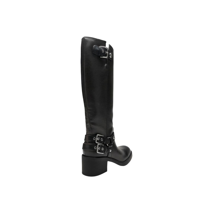 Bota alta negra Guess para mujer MATLEY FLTMAT LEA11 en vista posterior de tres cuartos