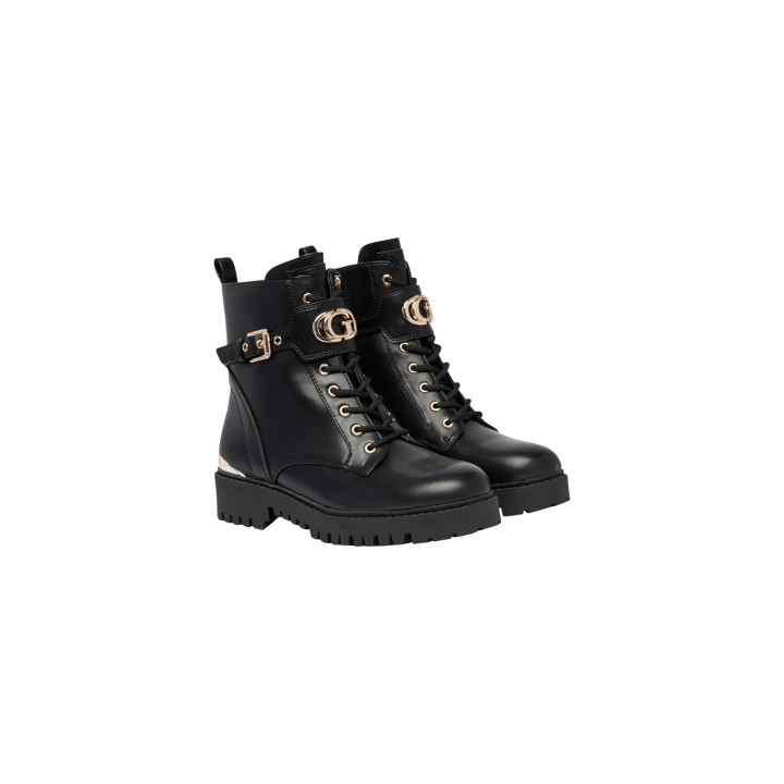 Guess Olanna Fltola Ele10 botines negros de mujer en vista frontal de tres cuartos