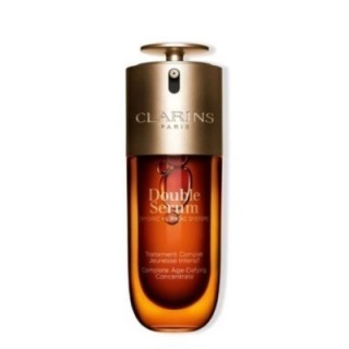 Sérum facial Clarins Double Serum Light en envase ámbar con dosificador vista frontal
