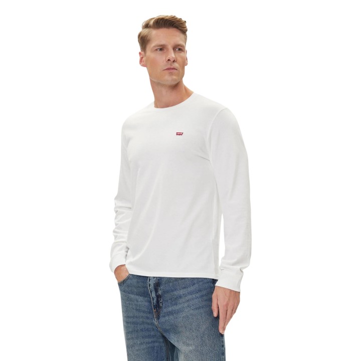 Levi's camiseta de hombre blanca de manga larga vista de tres cuartos