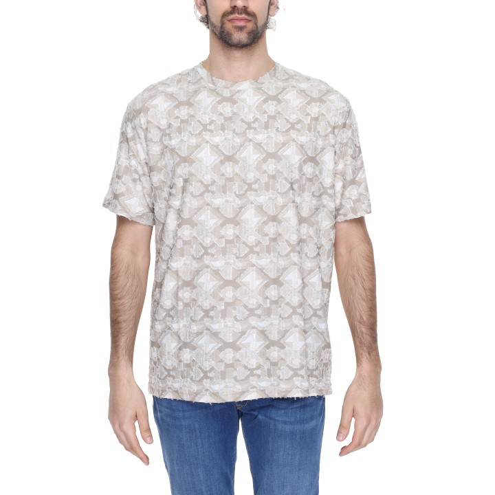 Antony Morato camiseta de hombre beige de tejido estampado vista frontal
