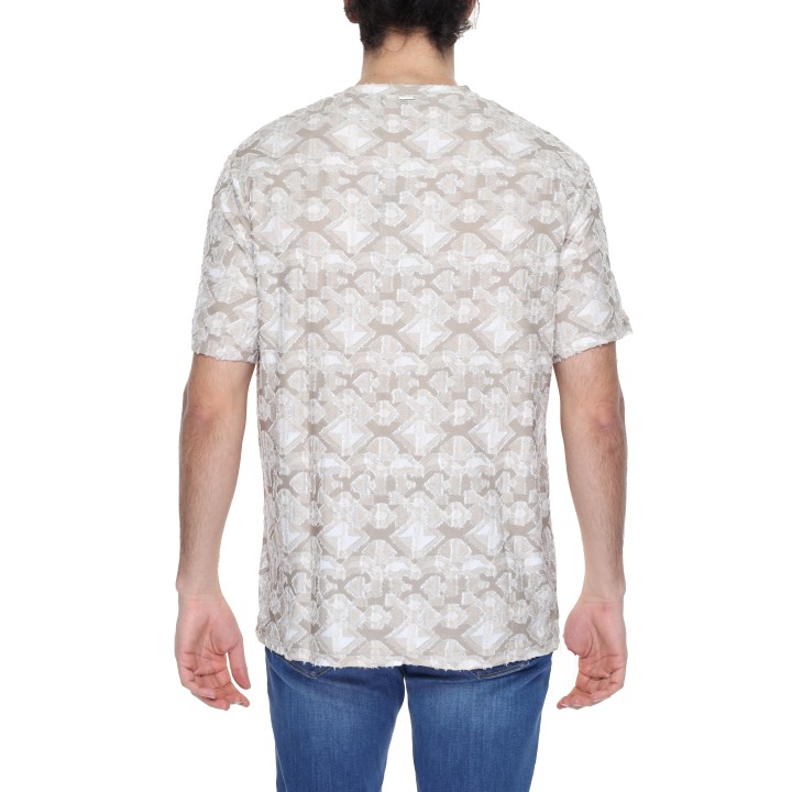 Antony Morato camiseta de hombre beige de tejido estampado vista posterior