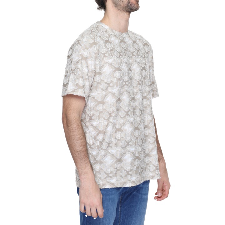Antony Morato camiseta de hombre beige de tejido estampado vista lateral