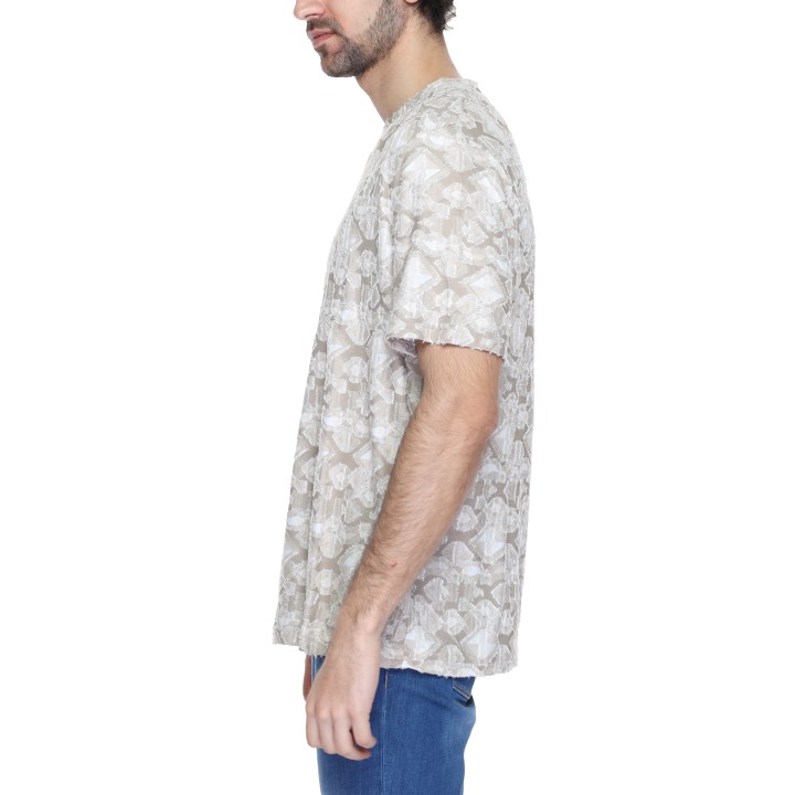 Antony Morato camiseta de hombre beige de tejido estampado vista lateral