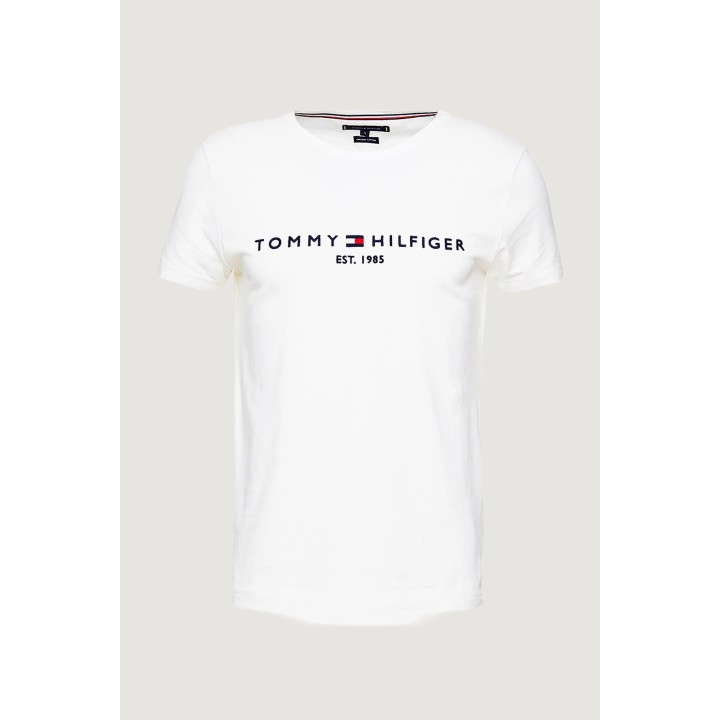 Camiseta de hombre Tommy Hilfiger Core Tommy Logo Tee crema vista frontal