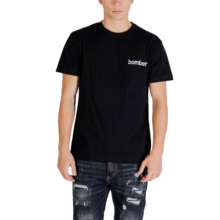 The Bomber camiseta negra de hombre con logo vista frontal