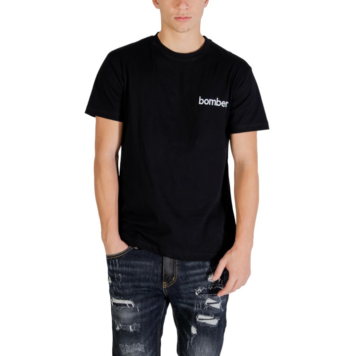 The Bomber camiseta negra de hombre con logo vista frontal