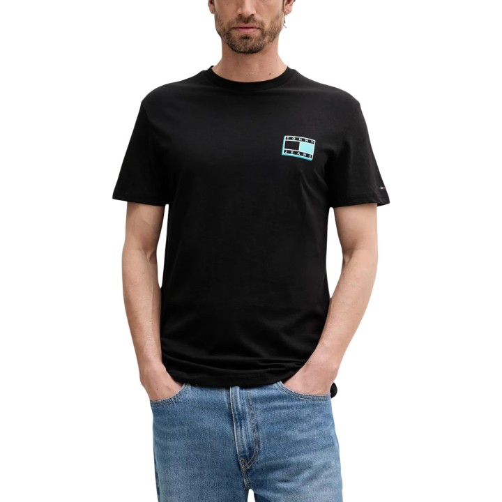 Camiseta negra de hombre Tommy Hilfiger Jeans vista frontal