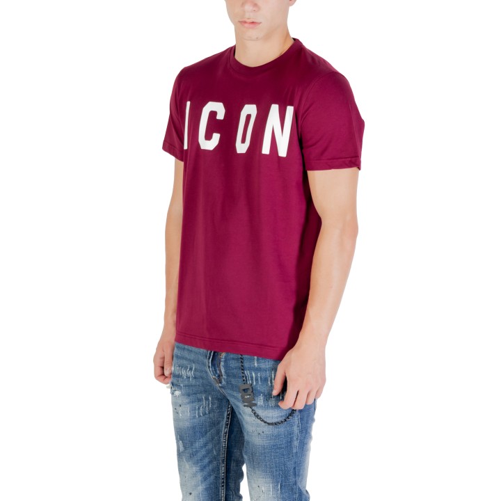 Camiseta Icon para hombre en color burdeos vista de tres cuartos
