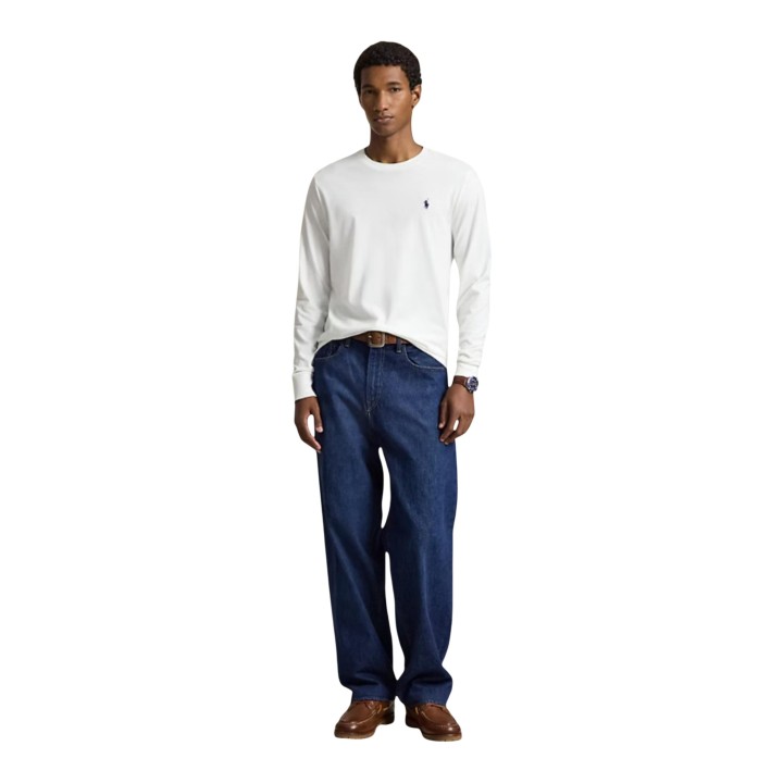 Ralph Lauren camiseta de hombre blanca de manga larga vista frontal completa