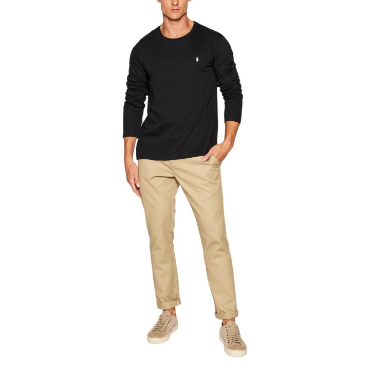 Ralph Lauren camiseta de hombre negra de manga larga 714844759001 vista frontal completa