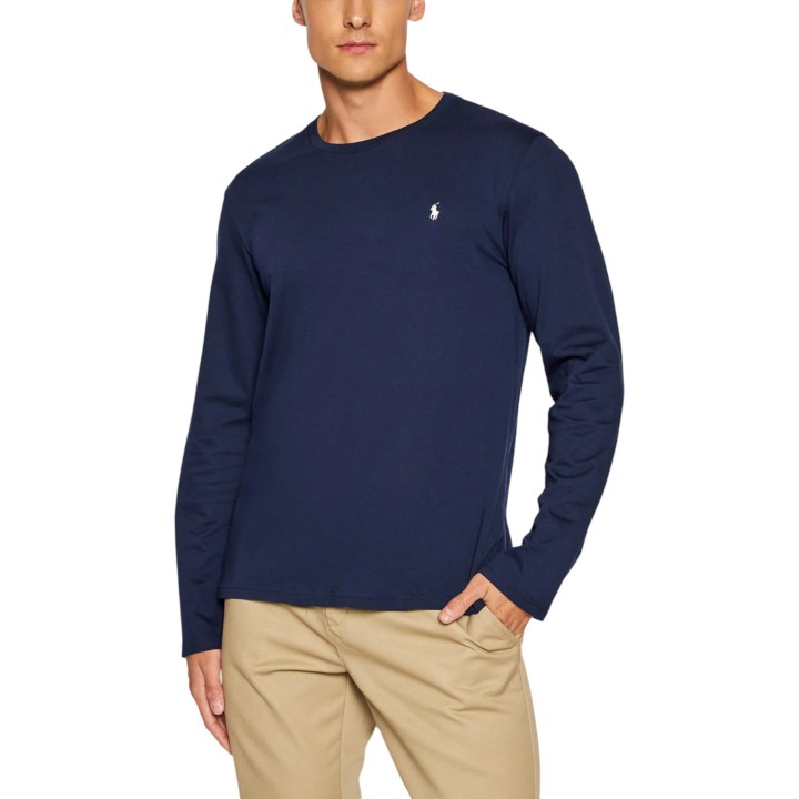 Camiseta de hombre Ralph Lauren azul de manga larga vista frontal