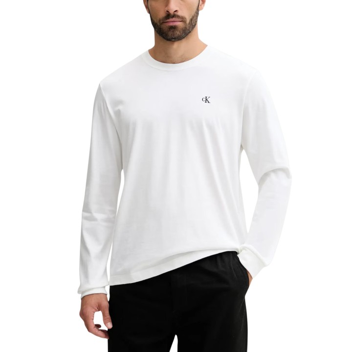 Camiseta de hombre Calvin Klein Jeans blanca de manga larga vista frontal