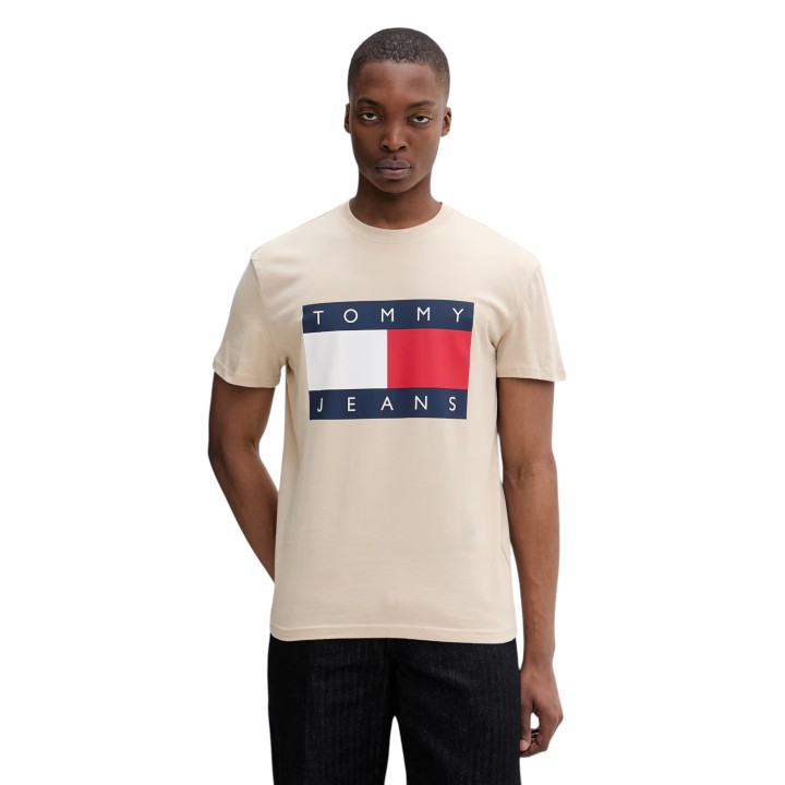 Camiseta de hombre Tommy Hilfiger Jeans beige DM0DM22645 vista frontal