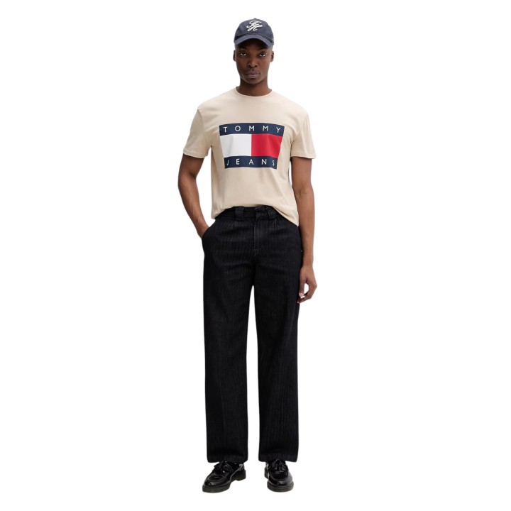 Camiseta de hombre Tommy Hilfiger Jeans beige DM0DM22645 vista frontal completa