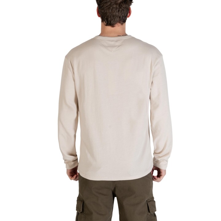 Camiseta de hombre Tommy Hilfiger Jeans beige de manga larga vista posterior