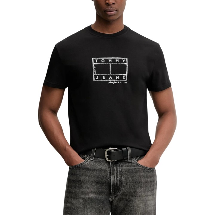 Camiseta negra Tommy Hilfiger Jeans de hombre vista frontal